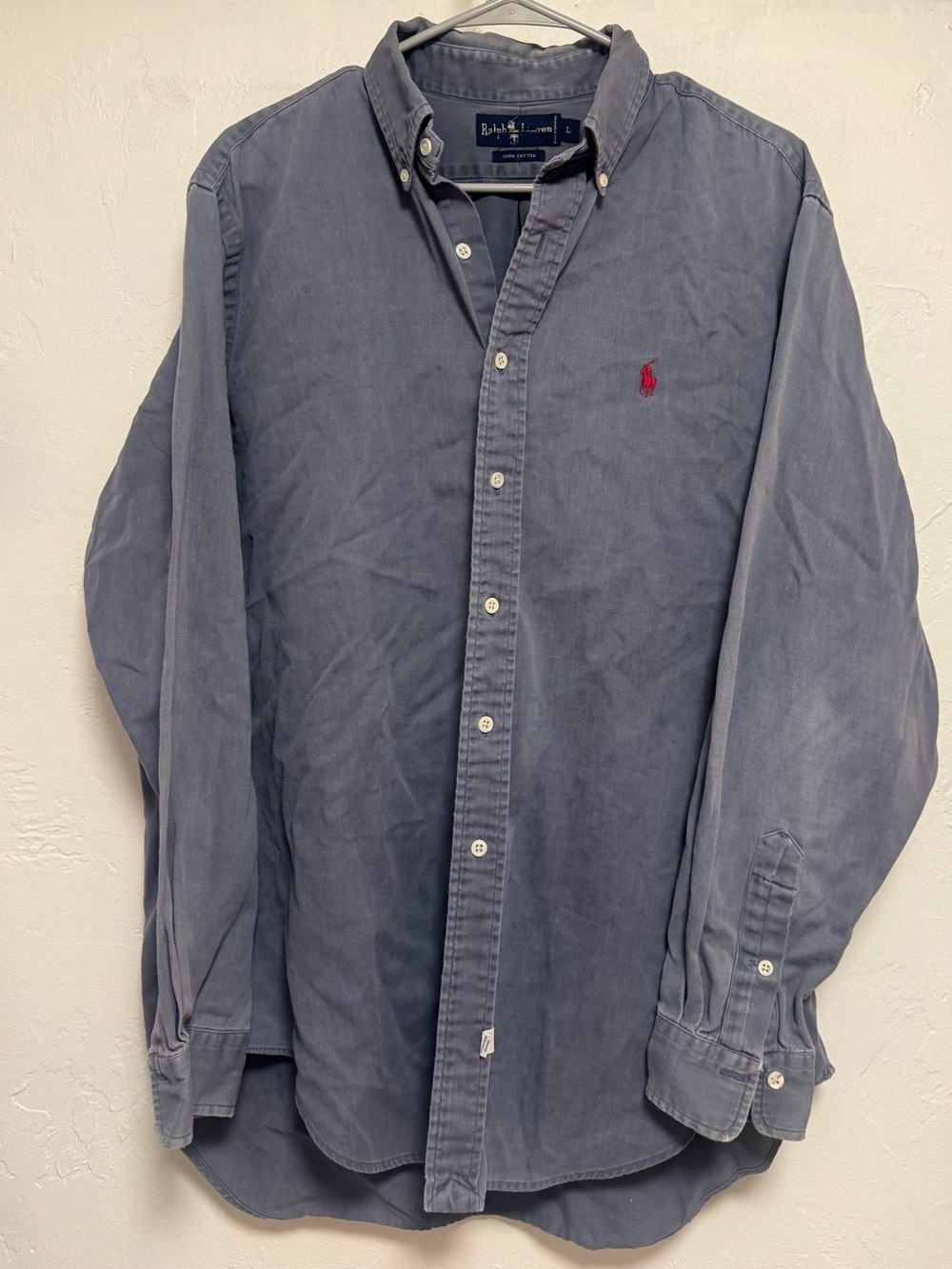Polo by Ralph Lauren Slate-Blue Long-Sleeve Button-Down Shirt with Red Pony